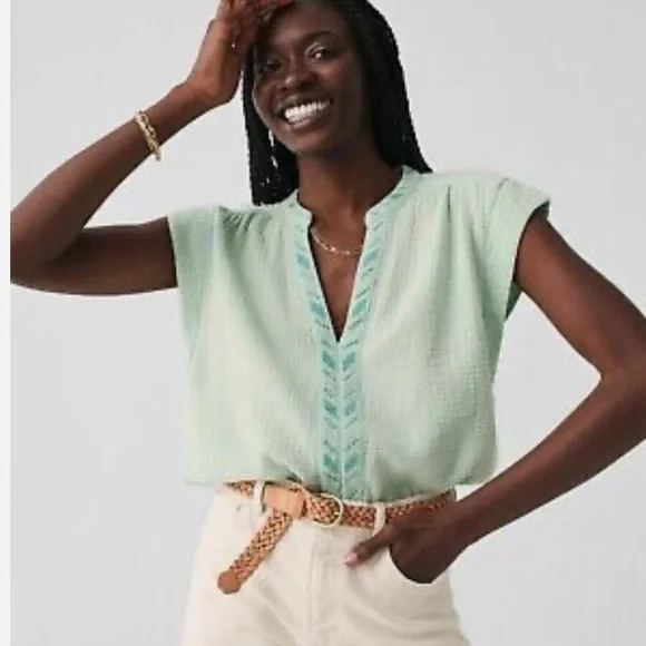 Faherty Lucia Organic Cotton Gauze Top Size XL - Picture 1 of 6